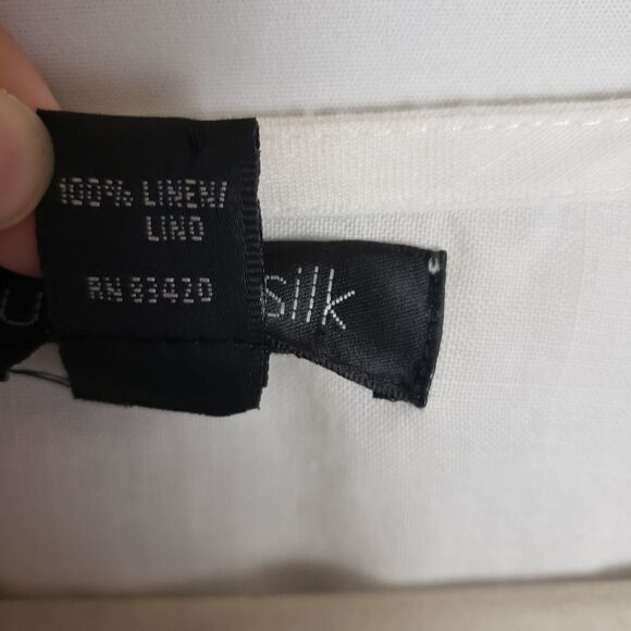 AUGUST Silk Linen Embroidered Top Size L - Picture 4 of 5